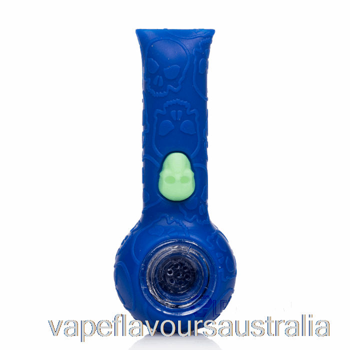 Vape Australia Stratus Silicone Skull Hand Pipe Navy / UV Bee (Blue / UV Green Bee)